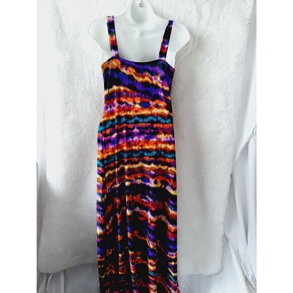New Directions small multi color sleeveless maxi dress - Picture 2 of 3